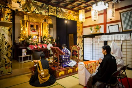 七尾市　妙国寺　結婚式　和装　神前　仏前　ウェディング　白無垢　綿帽子