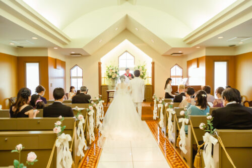 横浜　山手　ヘレン教会　ローズホテル　公園　洋装　フォトウェディング　家族　結婚式　安い　格安　ロングベール　ウェディングドレス