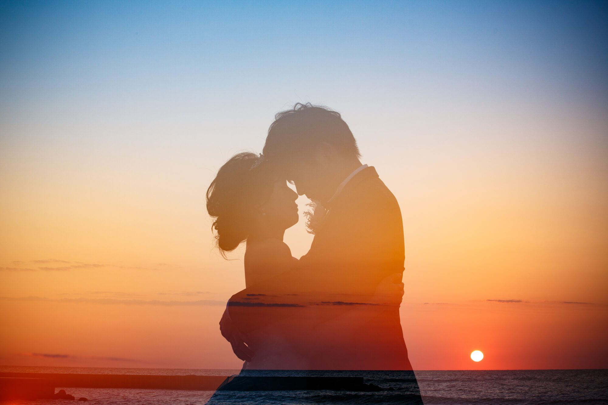 夕日と内灘の海