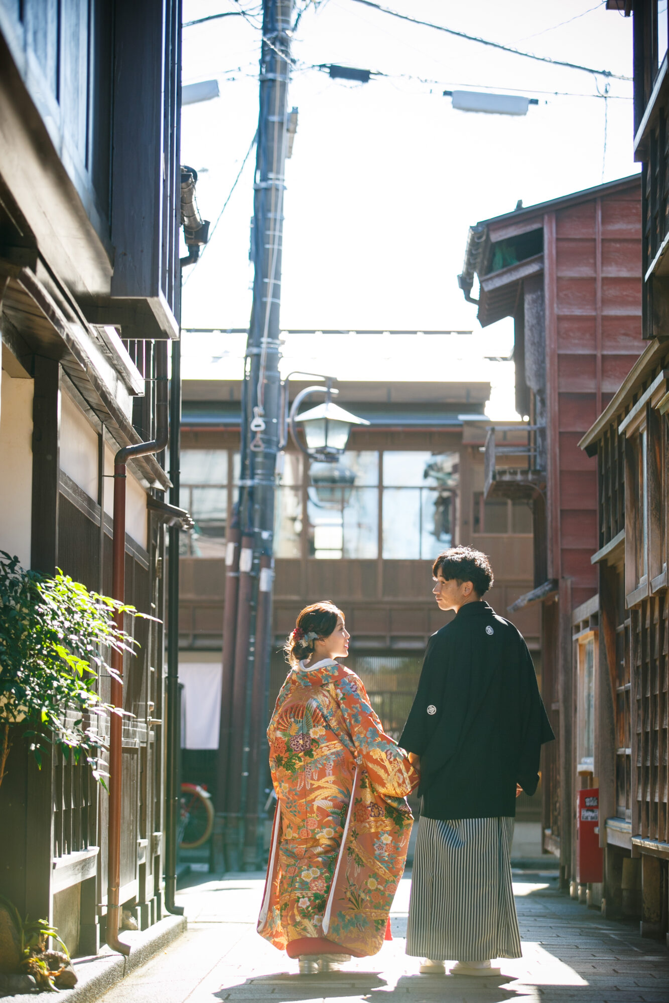 ひがし茶屋街で和装ロケーション撮影