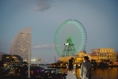 みなとみらい　フォトウェディング　ドレス　日本丸　メモリアルパーク　結婚　写真　観覧車　インターコンチネンタルホテル