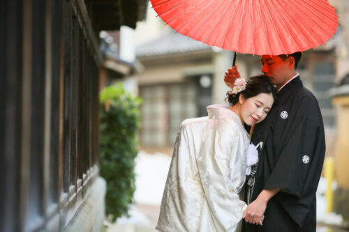 ひがし茶屋街　金沢　フォトウェディング　北陸　石川　和装　京都　胡蝶蘭　白無垢