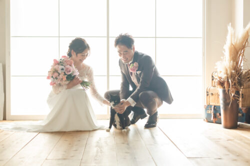 スタジオ　ネコ　猫　ウェディング　フォト　クロネコ　笑顔