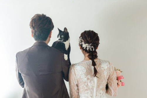 スタジオ　ネコ　猫　ウェディング　フォト　クロネコ　笑顔