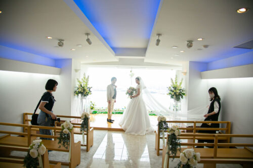 KKR ポートヒル横浜　挙式　結婚式　楽しい　チャペル　ベール　やらせ