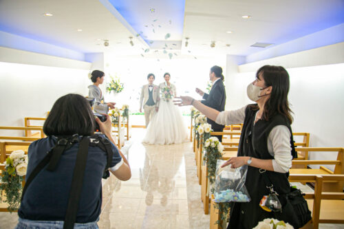 KKRポートヒル横浜　挙式　結婚式　楽しい　チャペル　やらせ　フラワーシャワー　ヘアメイク