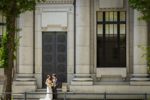 旧東京三菱銀行横浜中央支店　馬車道　日本大通り　みなとみらい　前撮り　プロフィール　招待状