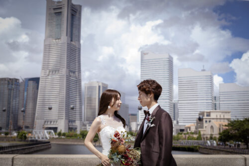 招待状　万国橋　橋　ランドマークタワー　横浜　みなとみらい　フォトウェディング　前撮り