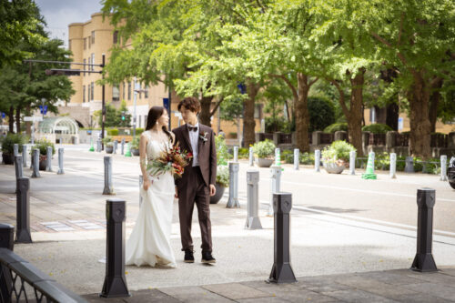 日本大通り　並木　横浜　みなとみらい　フォトウェディング　前撮り　招待状