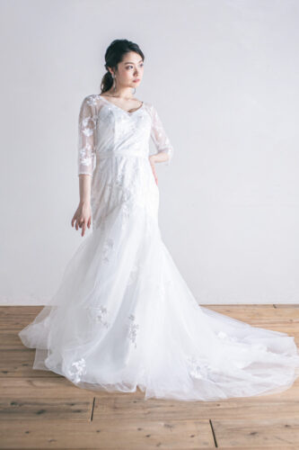 ウェディング　ドレス　ブライダル　ウエディング　フォトジェリッシュ　洋装　フォト　ウェディング　横浜　東京　人気　オススメ　種類　デザイン　失敗　髪型　インナー　クリーニング　オーダー　メイド　可愛い　オシャレ　レンタル　安い　購入　歩き方　シンプル　マーメイド　ライン　袖あり