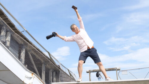 大さん橋　大桟橋　晴れ　夏　青空　撮影　レポート　卒花　家族　警察官