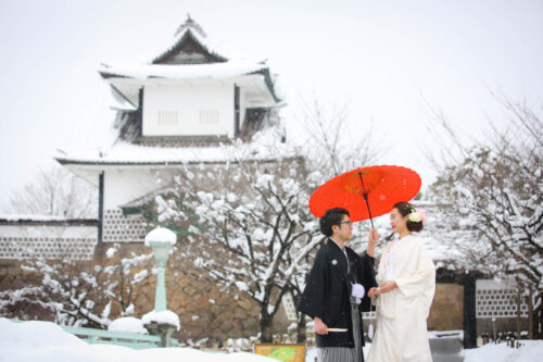 兼六園　金沢城　和装　フォトウェディング