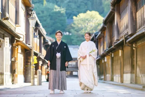 金沢のひがし茶屋街で白無垢の前撮り
