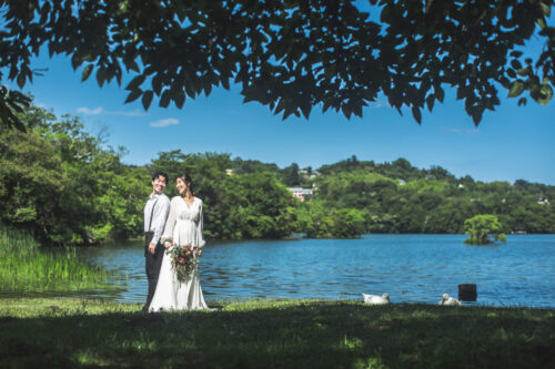 静岡　伊豆　伊東　一碧湖　湖　いっぺき　バリ　森　写真　結婚　前撮り　フォト　ウエディング　ドレス　花嫁　ブーケ　オシャレ　可愛い