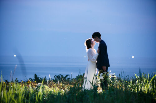フォトウェディング　金沢　ウェディングドレス　内灘　海　カメラマン　オシャレ　夜景