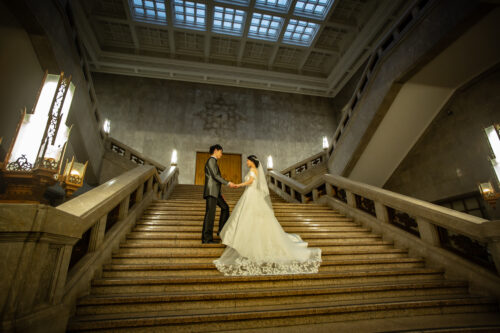 東京国立博物館の大階段でフォトウェディング