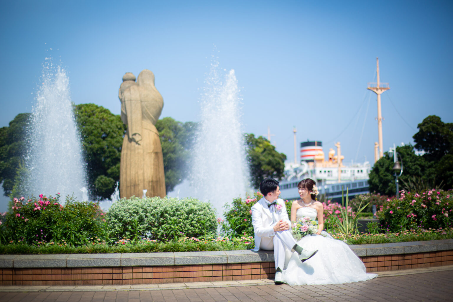 山下公園　横浜　噴水　氷川丸　ウェディング　結婚　みなとみらい　フォト　撮影