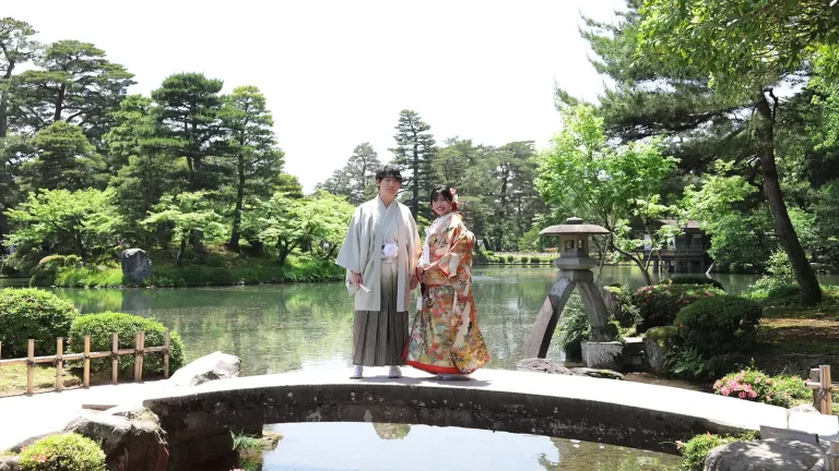 兼六園で和装前撮り・フォトウェディング
