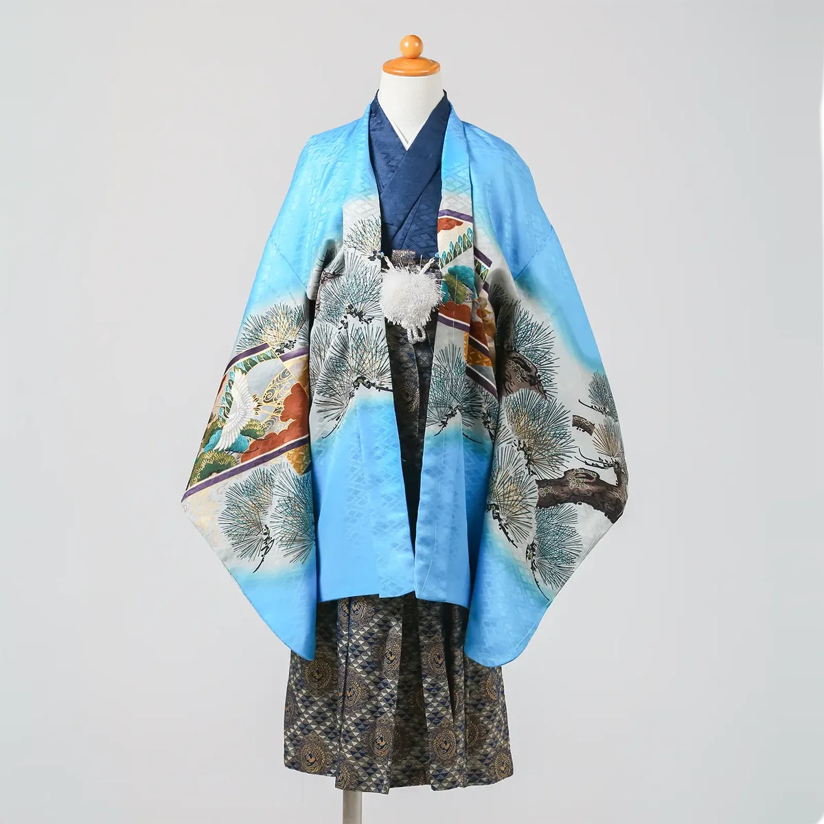 七五三 5歳男の子の羽織袴 水色・松柄 品番B5-125｜フォトジェリッシュ金沢店