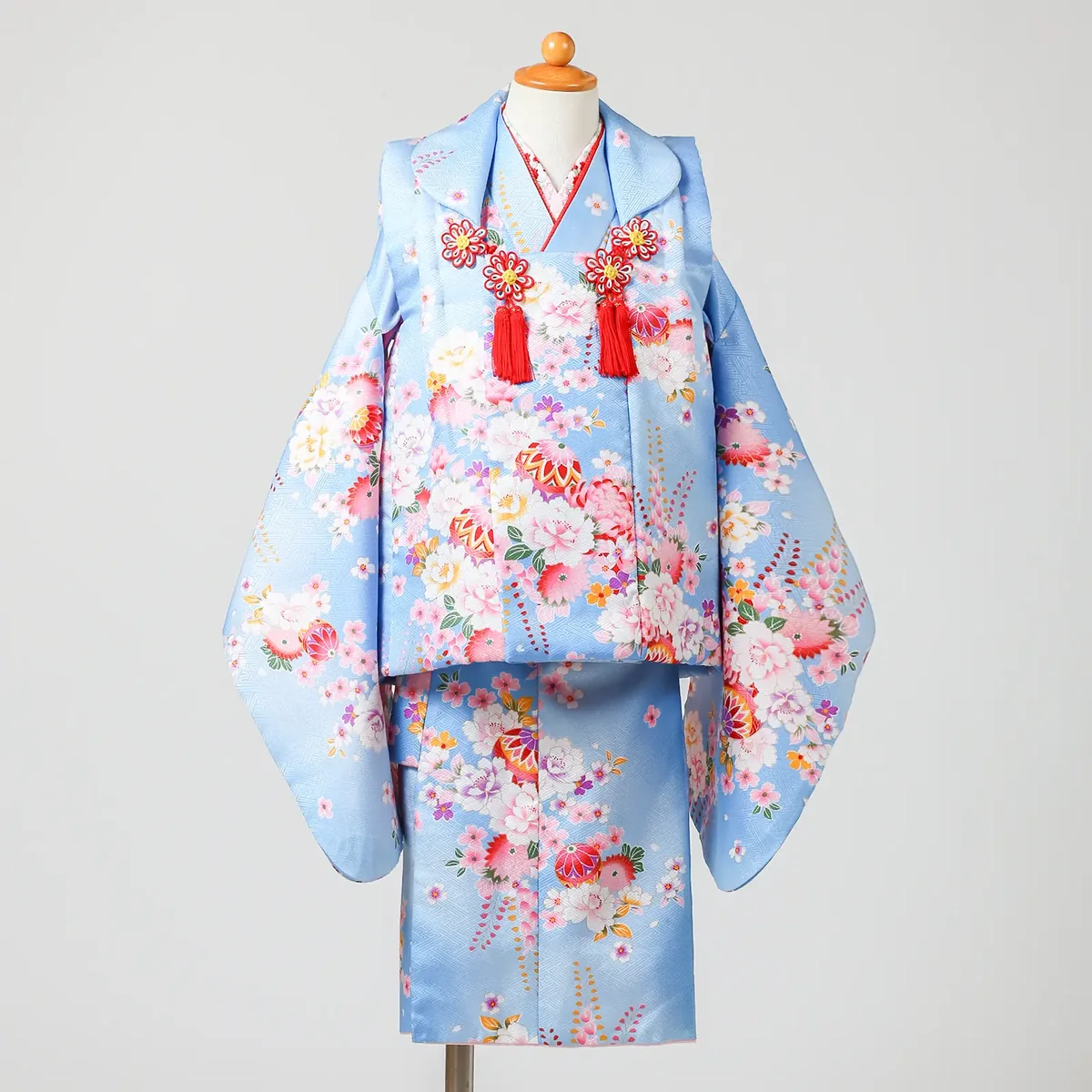 七五三 3歳女の子の被布 水色・桜・牡丹 品番G3-102｜フォトジェリッシュ金沢店