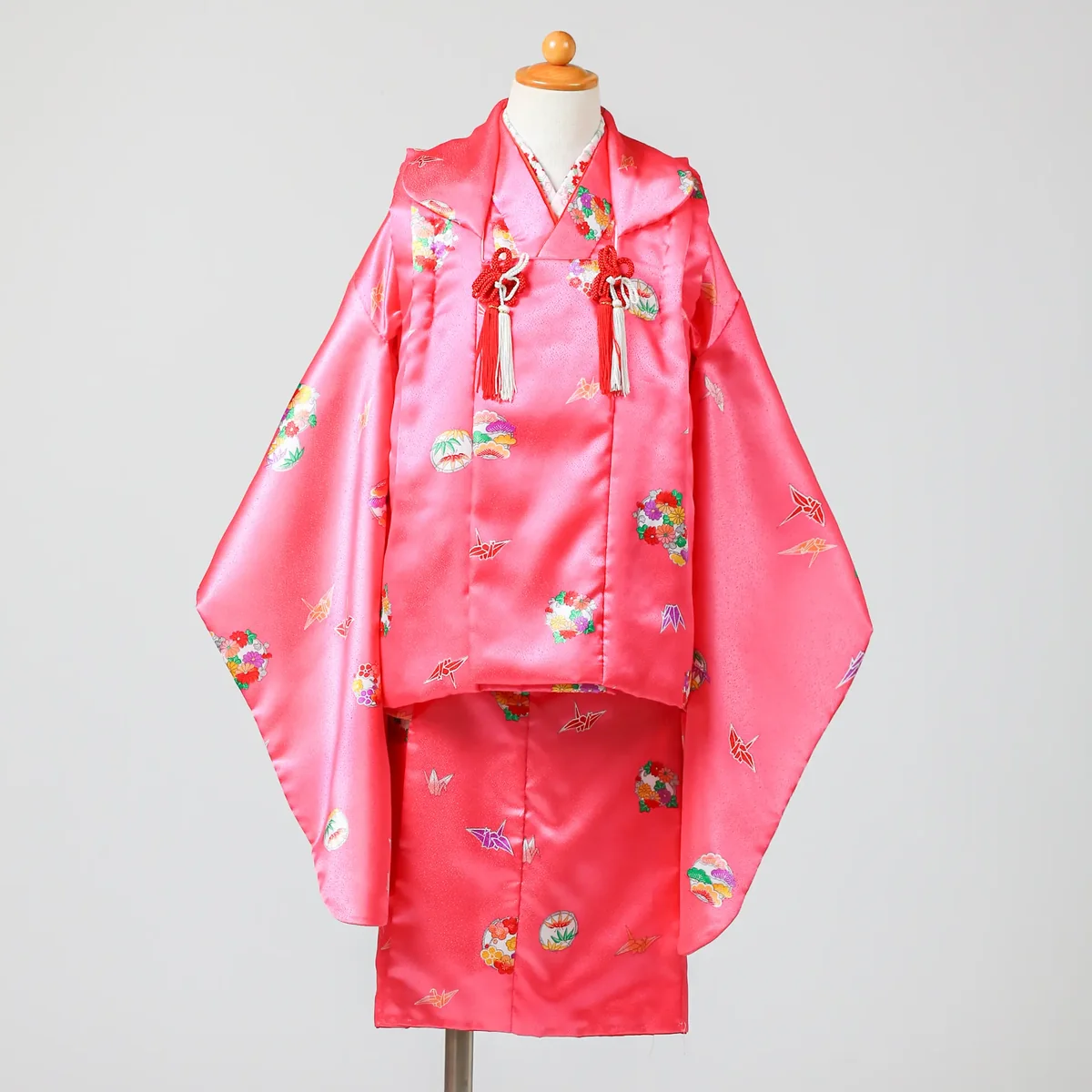 七五三 3歳女の子の被布 ピンク・鶴（折り鶴） 品番G3-105｜フォトジェリッシュ金沢店