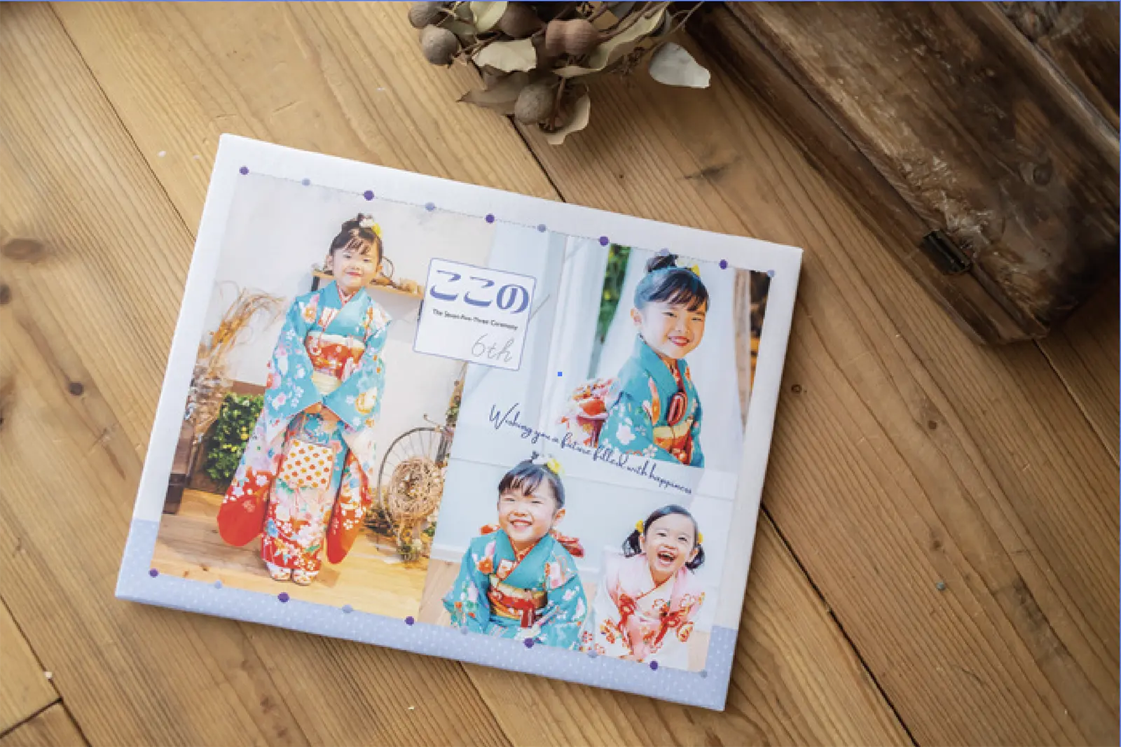 七五三の写真で作ったキャンバスパネル｜被布姿の3歳の女の子｜フォトジェリッシュ